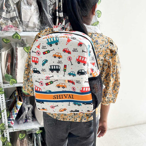 Personalised Cars Printed Kids Bag Pack